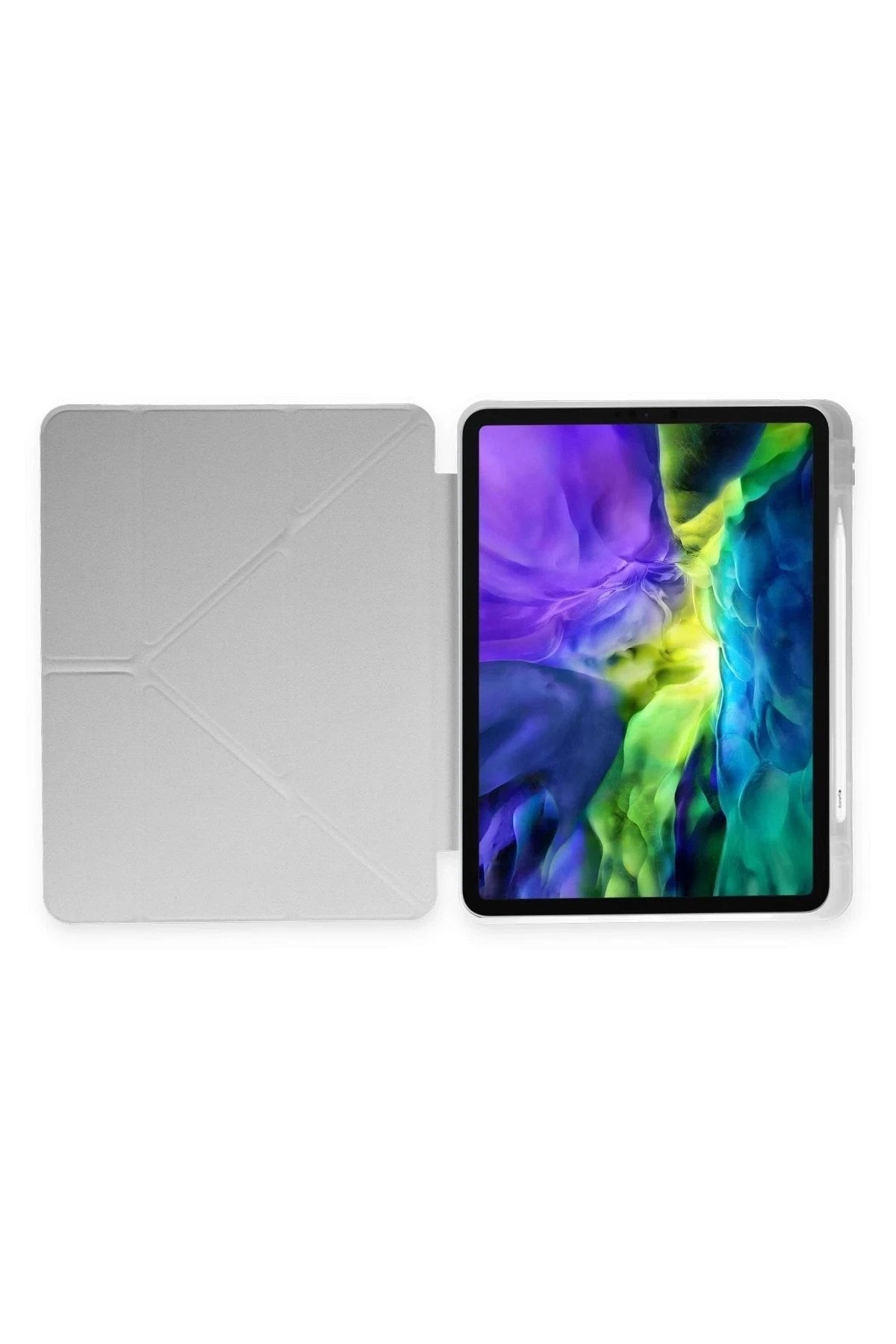 Mey İthalat® iPad Pro 11 (2024) Kılıf Kalemlikli Mars Tablet Kılıfı - Gri