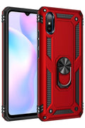 Mey İthalat® Redmi 9A Kılıf Sofya Yüzüklü Silikon Kapak - Kırmızı