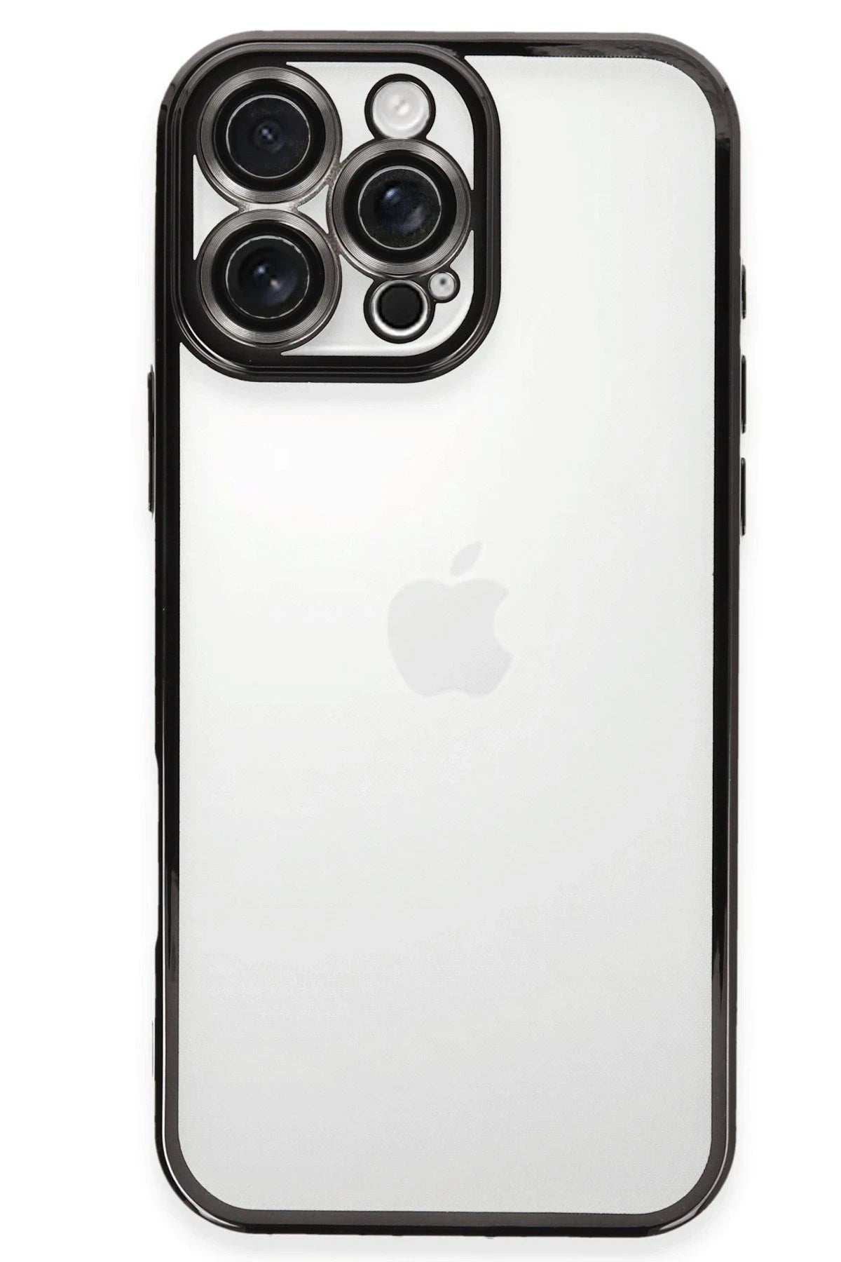 Mey İthalat® iPhone 16 Pro Max Kılıf Lensli Silikon - Siyah