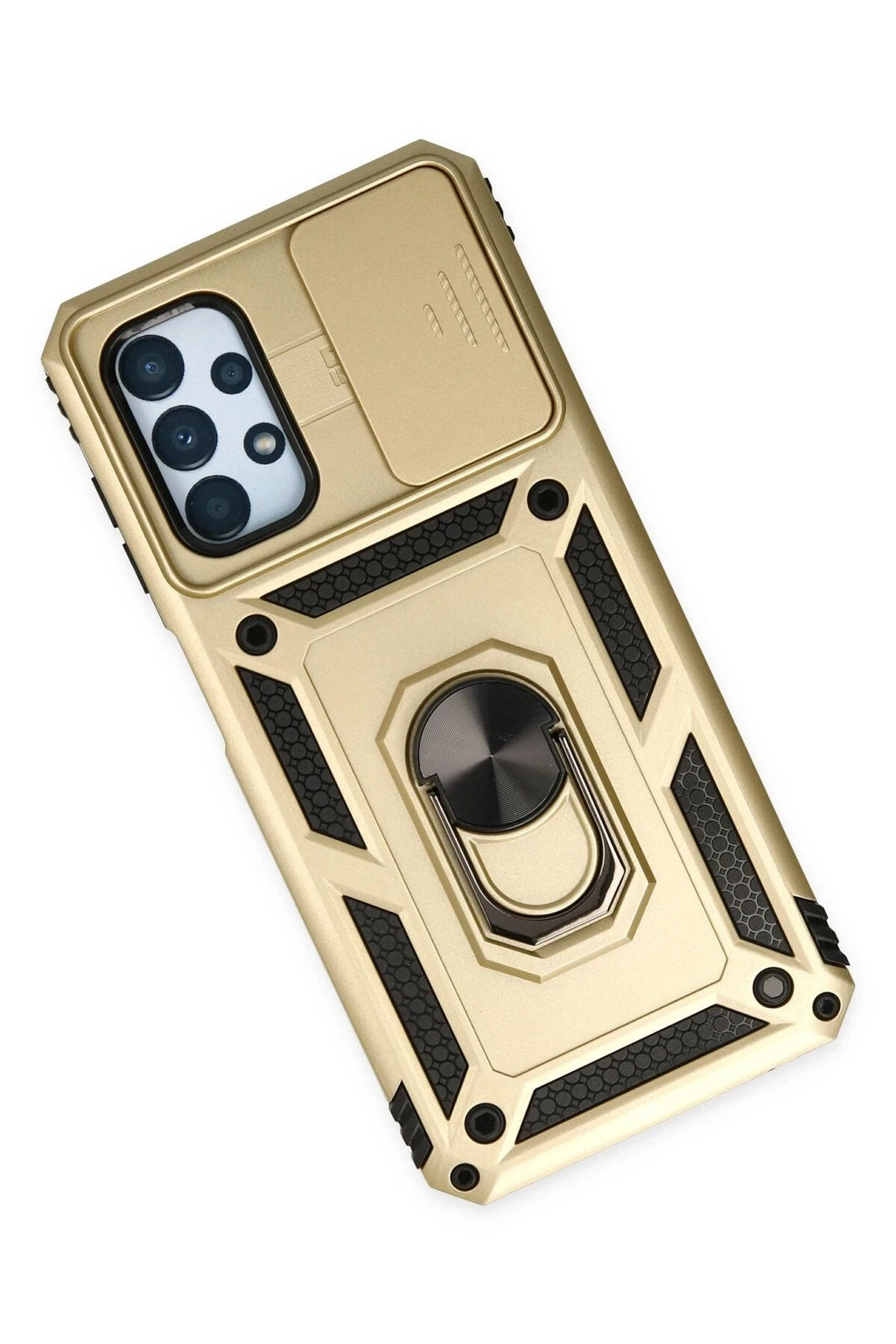 Mey İthalat® Samsung Galaxy A33 5G Kılıf Pars Lens Yüzüklü Silikon - Gold