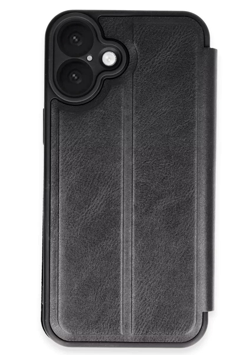 Mey İthalat® iPhone 16 Kılıf Flip Cover - Siyah