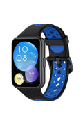 Mey İthalat® Huawei Watch Fit 2 Spor Delikli Kordon - Siyah-Mavi