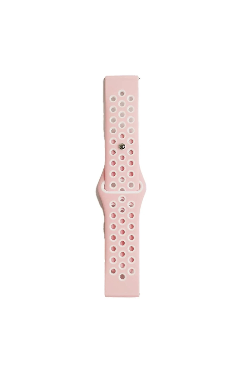 Mey İthalat® Watch 22mm Spor Delikli Kordon - Pembe-Beyaz