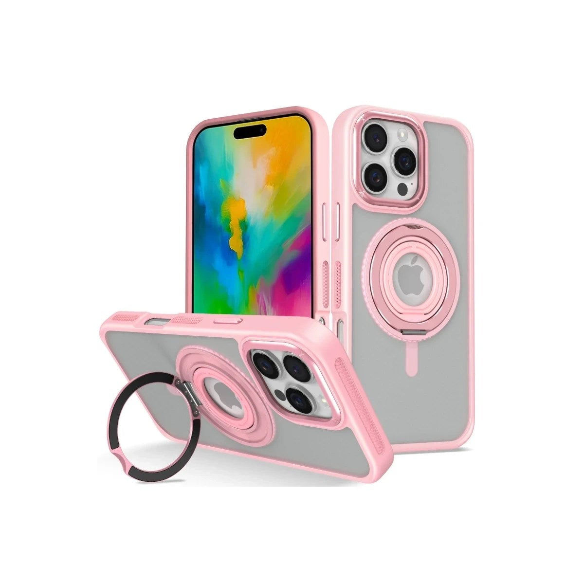 Mey İthalat® iPhone 16 Pro Banza Magsafe Standlı Kapak - Pembe