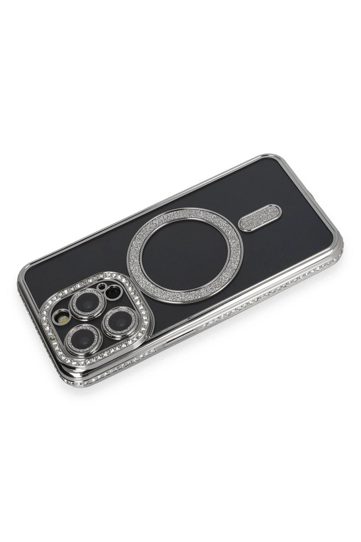 Mey İthalat® iPhone 14 Pro Max Kılıf Joke Simli Magneticsafe Kılıf - Gri