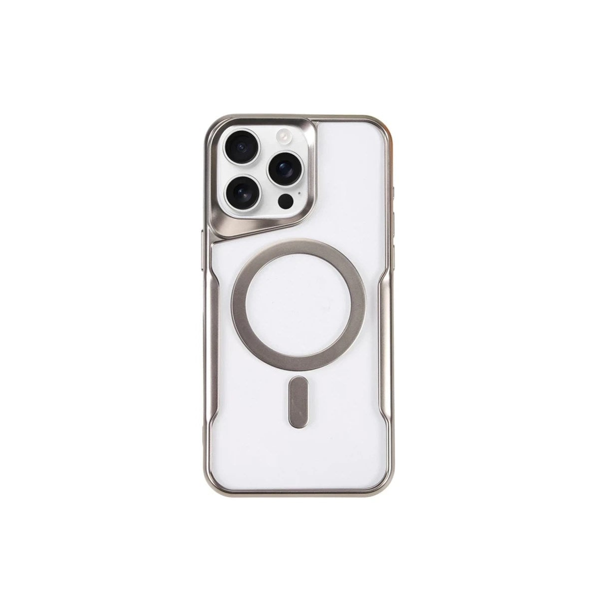 Mey İthalat® iPhone 15 Pro Max Kılıf Boyi Magsafe Silikon Kapak - Gümüş
