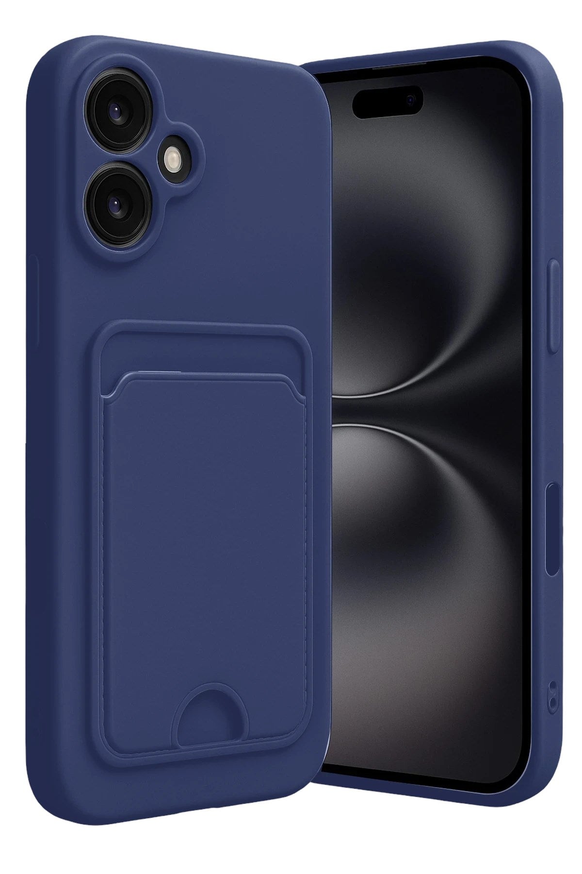 Mey İthalat® iPhone 16 Kılıf Kelvin Kartvizitli Silikon - Lacivert