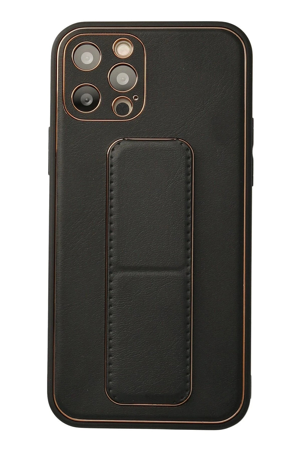 Mey İthalat® iPhone 12 Pro Kılıf Coco Deri Standlı Kapak - Siyah