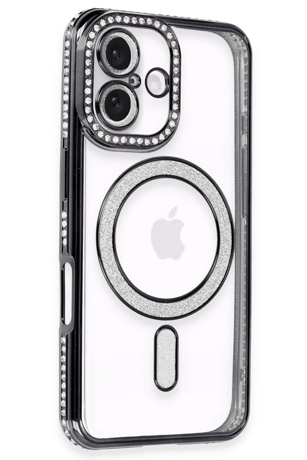Mey İthalat® iPhone 16 Plus Kılıf Joke Simli Magneticsafe Kılıf - Siyah