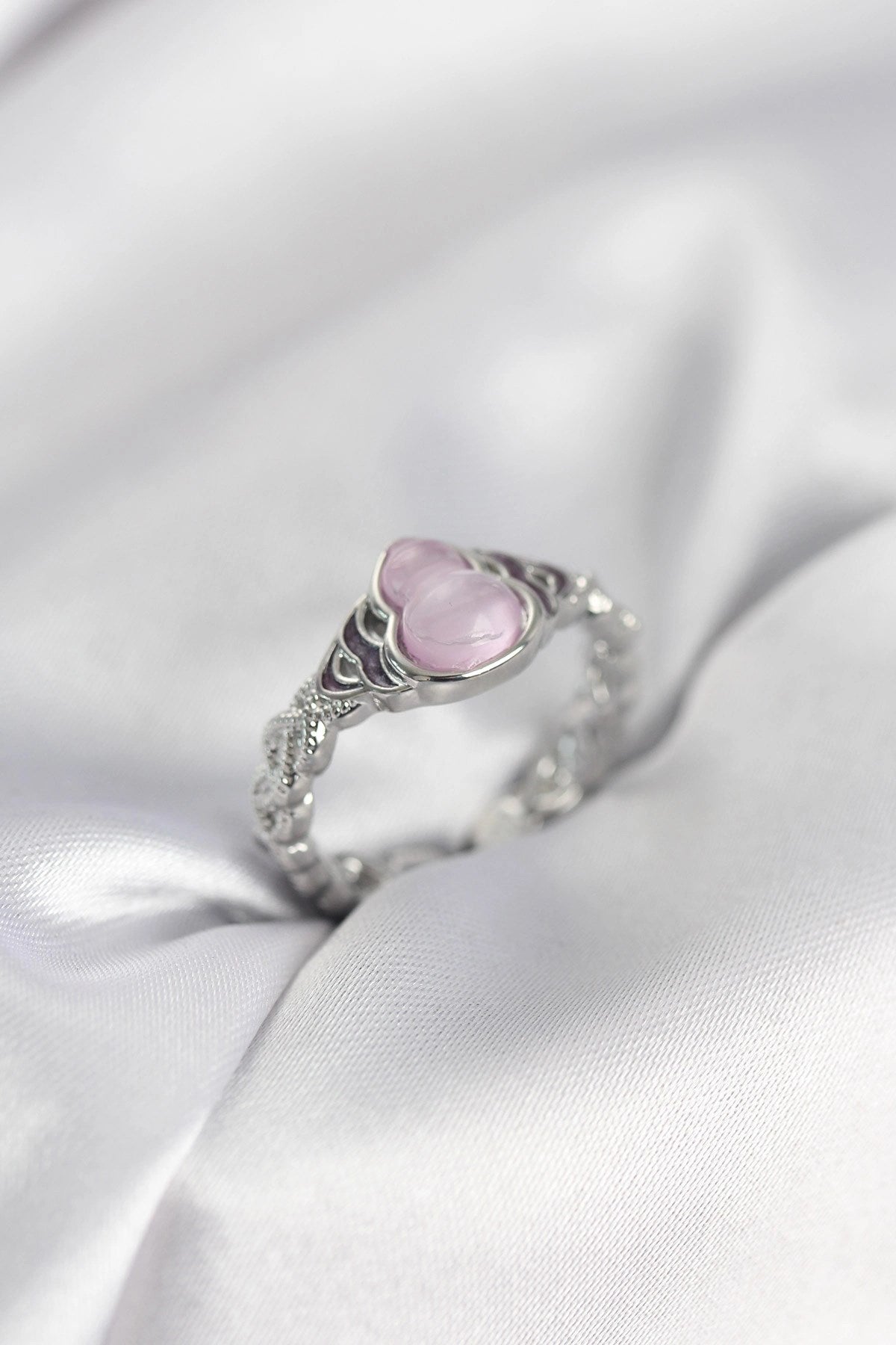 Mey İthalat® Gümüş Renk Pembe Damla Model Kadın Yüzük