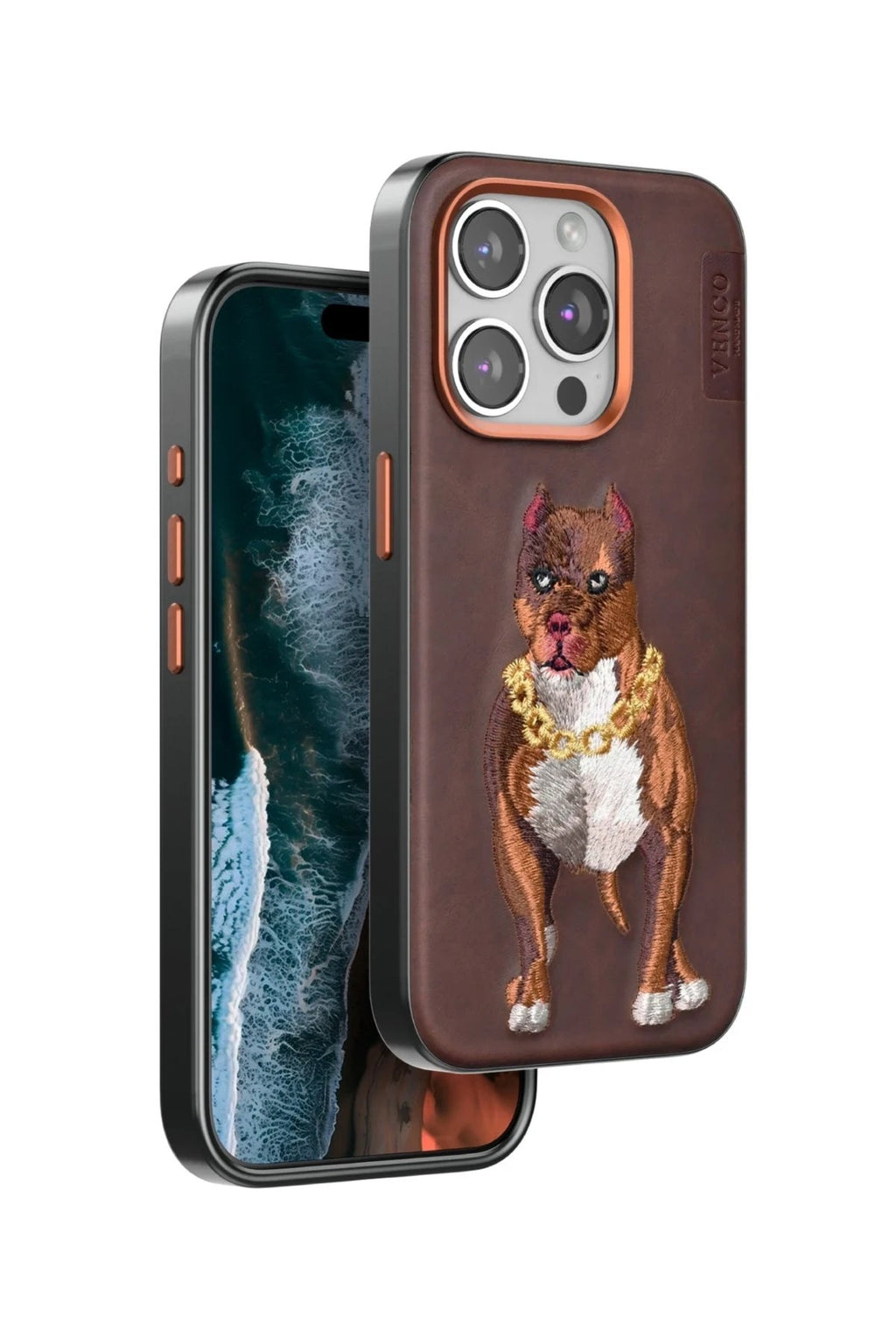 Mey İthalat® iPhone 14 Pro Max Perma Desenli Kapak - Kahverengi