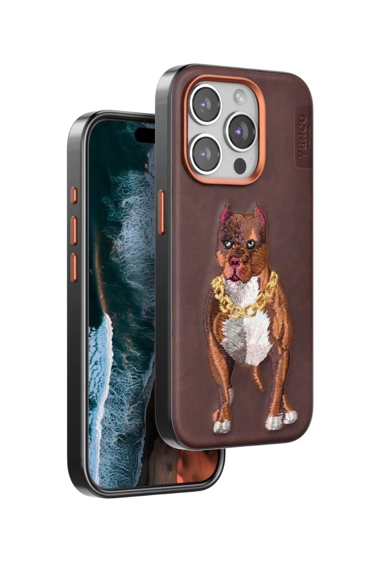 Mey İthalat® iPhone 14 Pro Max Perma Desenli Kapak - Kahverengi