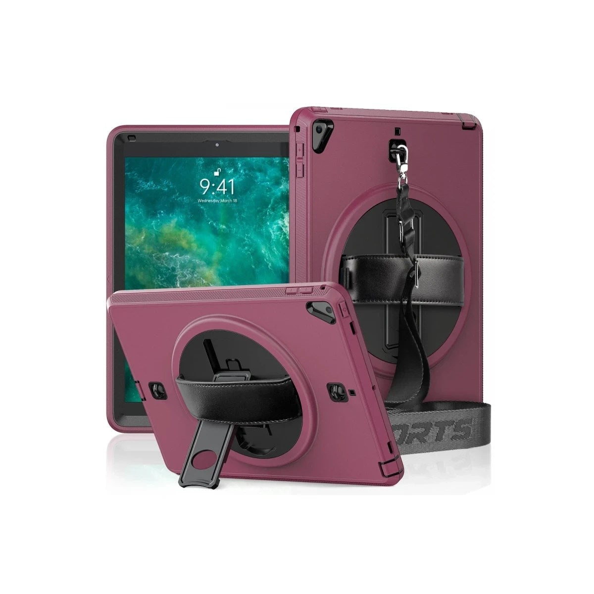 Mey İthalat® iPad 5 Air 9.7 Kılıf Strap-C Otterbox Tablet Kapak - Mürdüm
