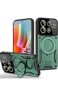 Mey İthalat® Redmi Note 13 Pro 5G Kılıf Joy Lens Standlı Kapak - Koyu Yeşil