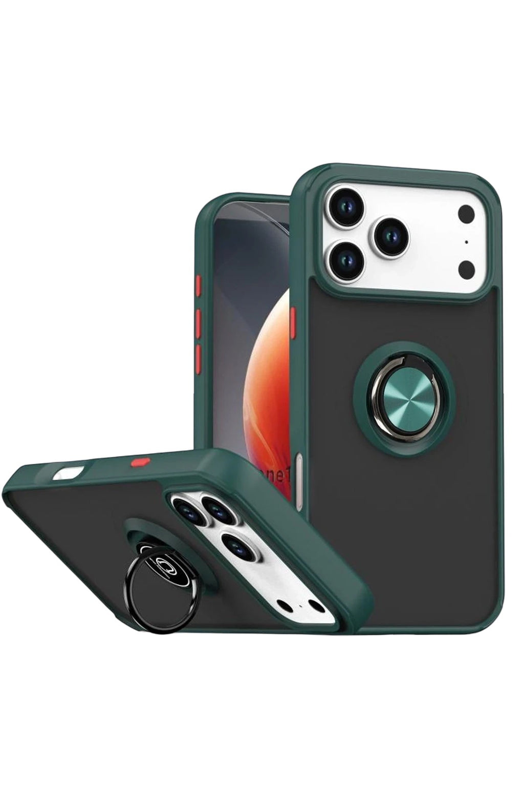 Mey İthalat® iPhone 17 Pro Max Montreal Yüzüklü Silikon Kapak - Yeşil