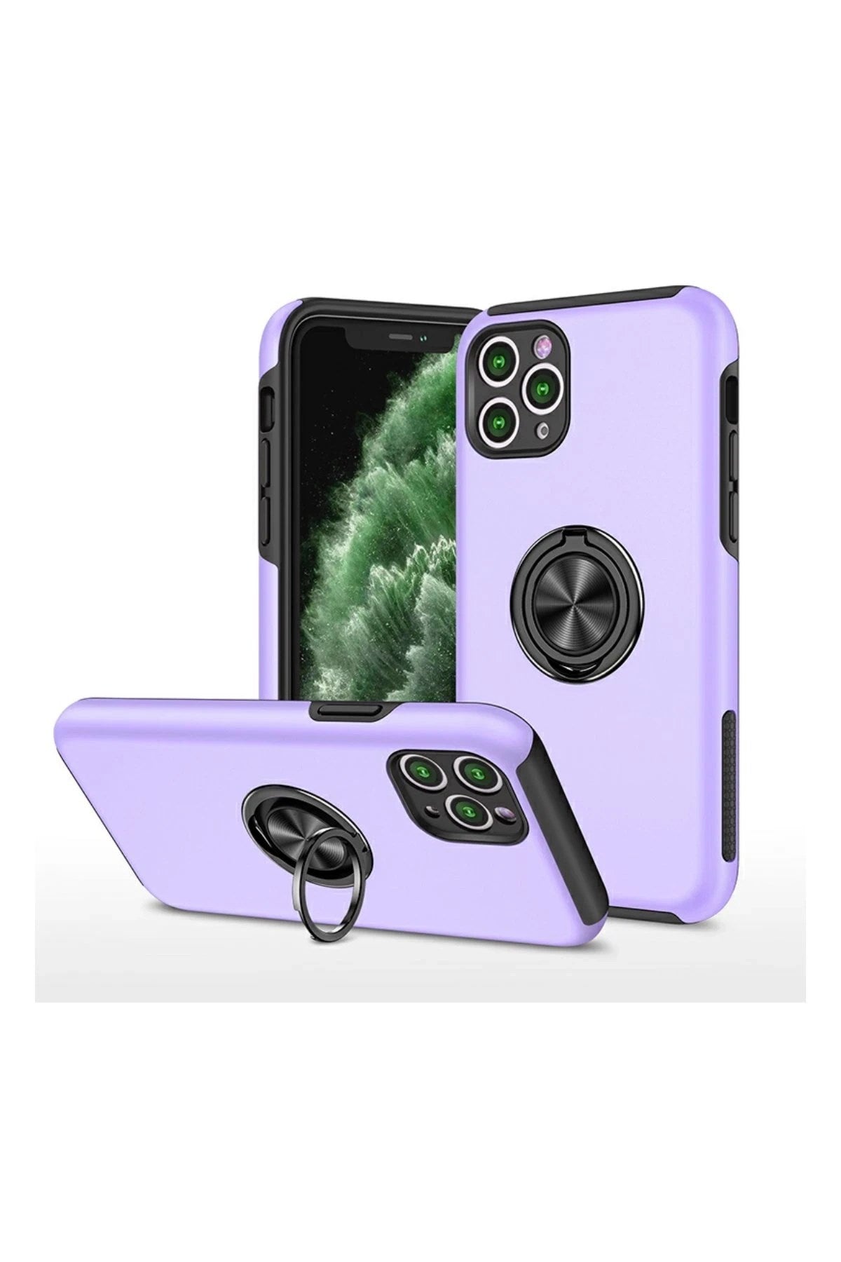 Mey İthalat® iPhone 11 Pro Max Kılıf Elit Yüzüklü Kapak - Mor