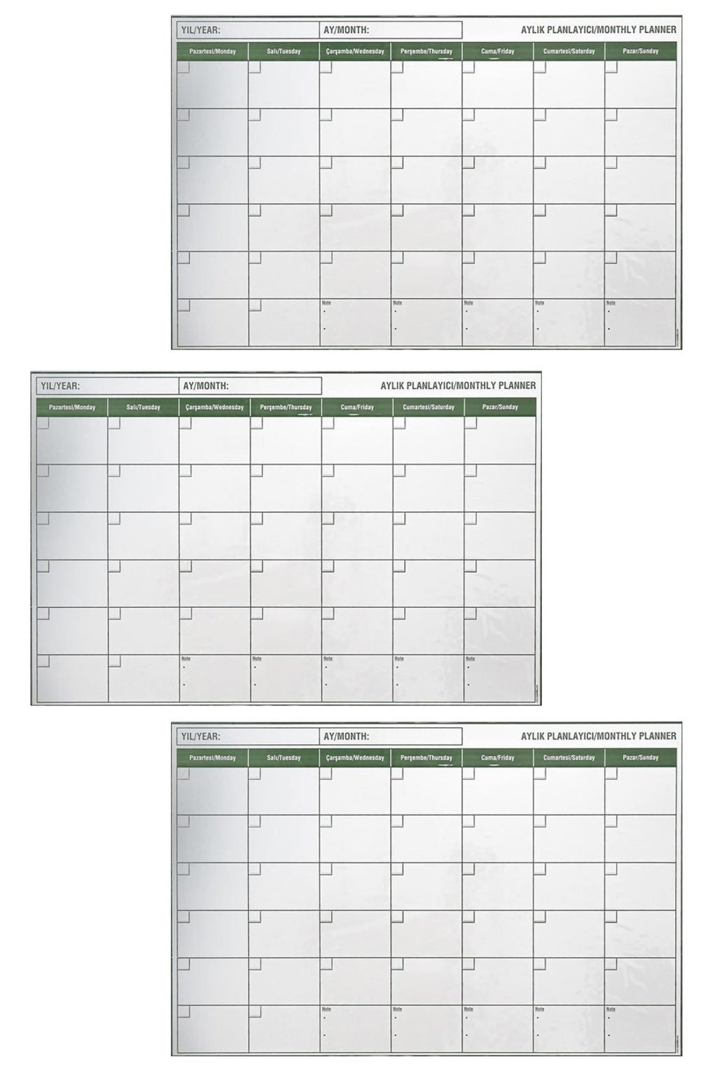 Manyetik Yapışkanlı Bir Aylık Program Planlayıcı Takvim 85x56 cm