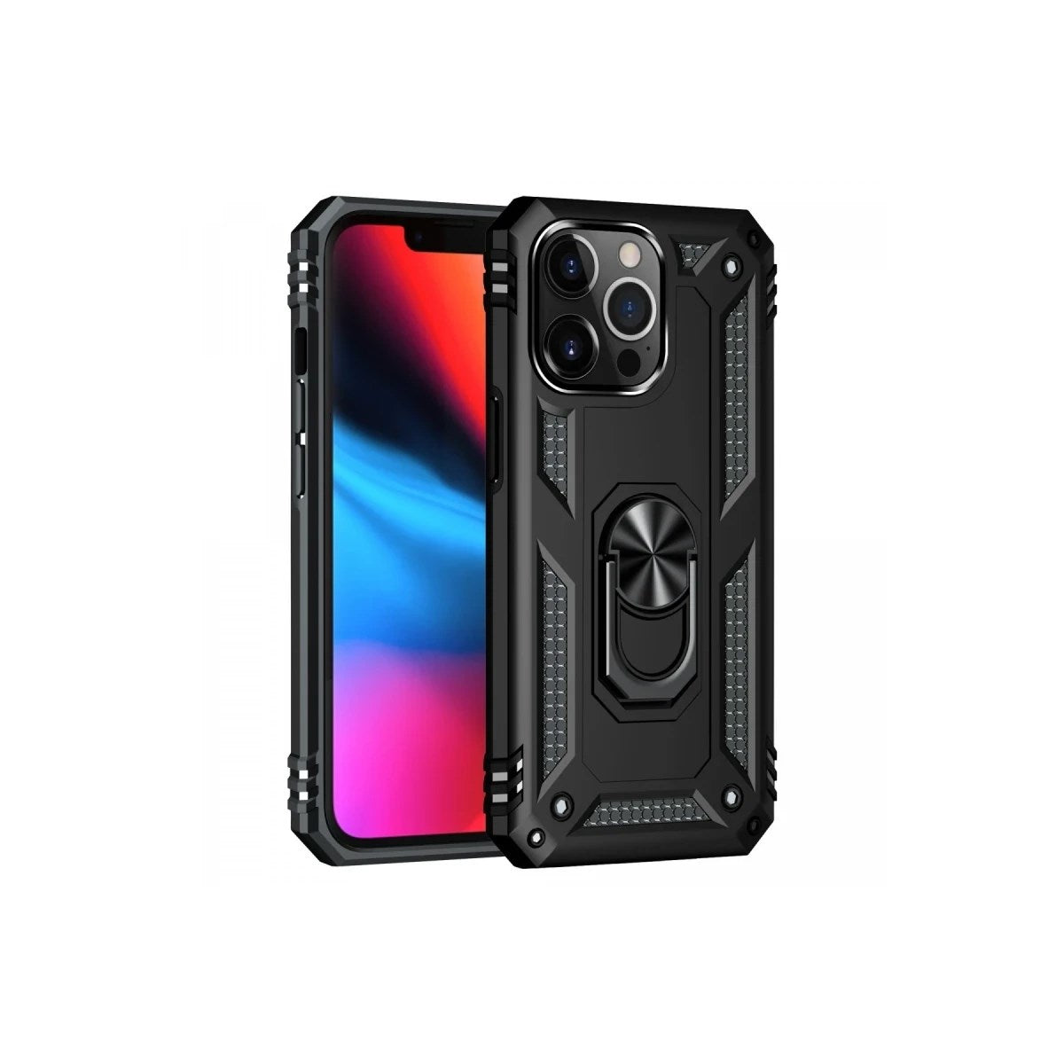 Mey İthalat® iPhone 13 Pro Kılıf Sofya Yüzüklü Silikon Kapak - Siyah