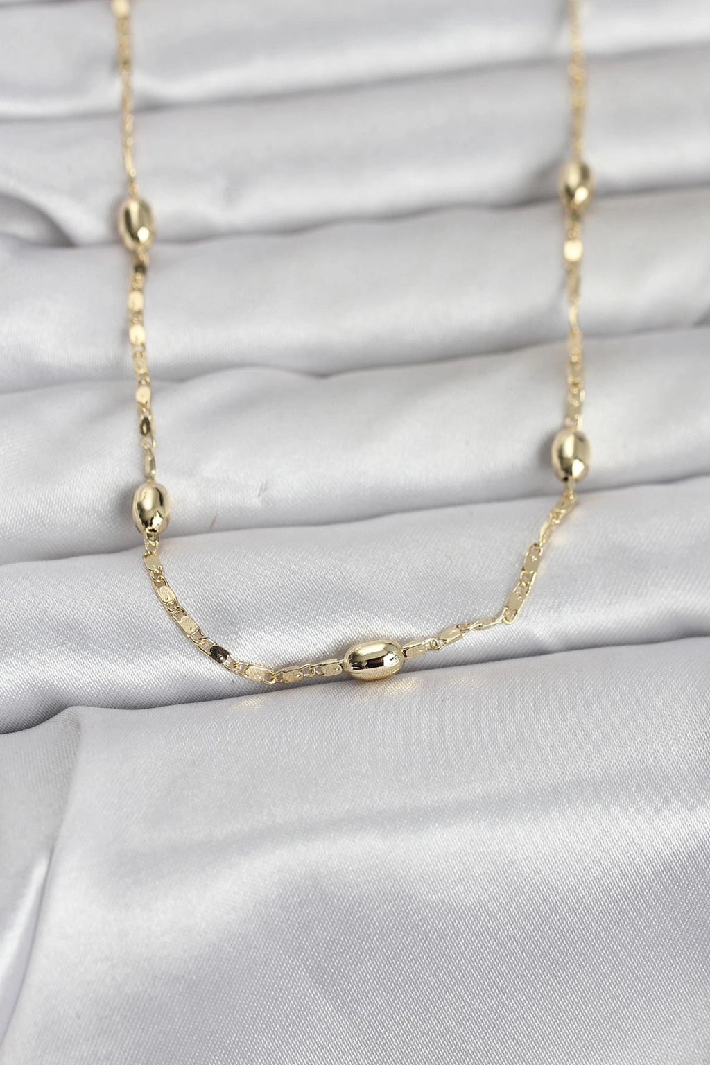 Mey İthalat® CM 14K Gold Renk Damla Topçuklu Zincir Model 60 cm Kadın Kolye