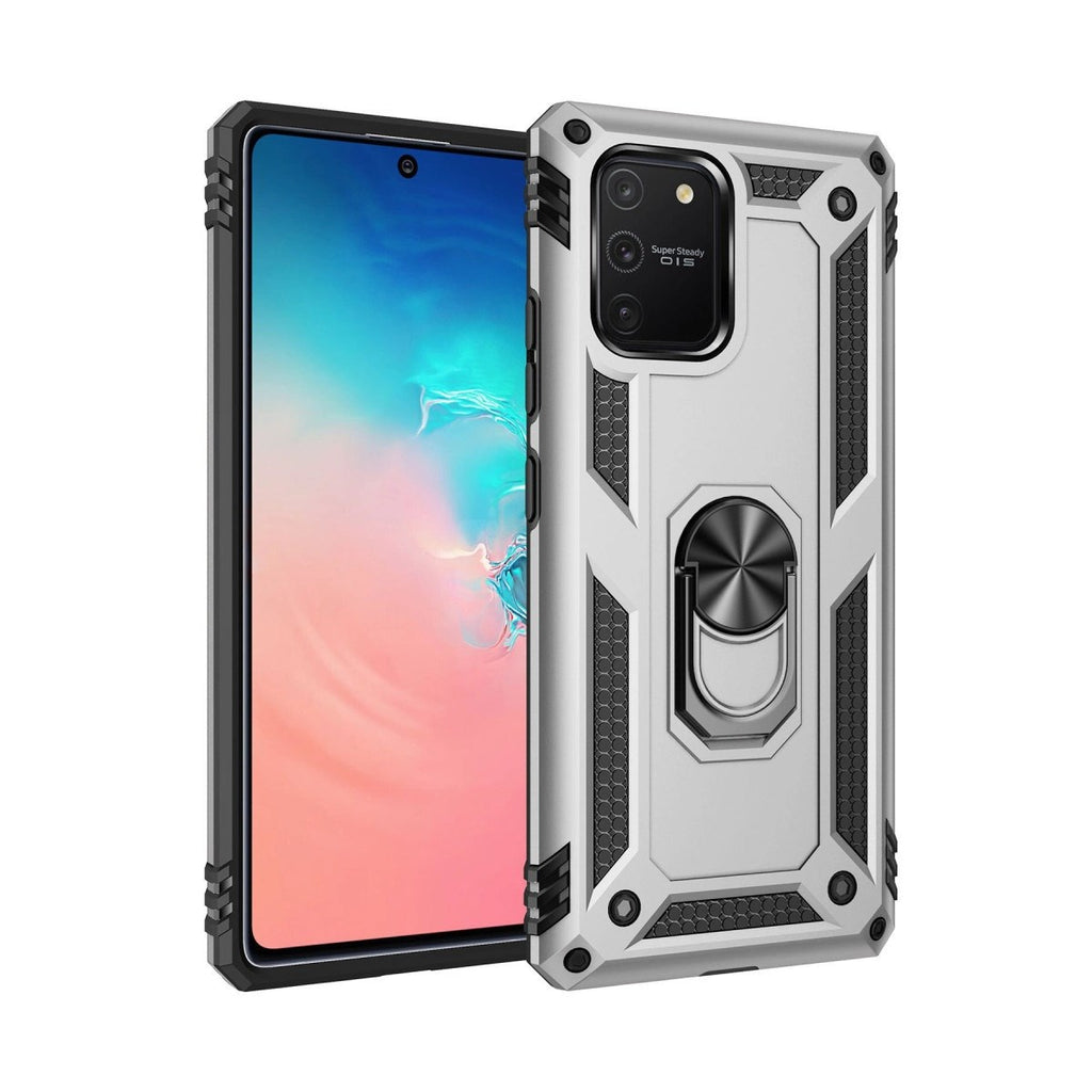 Mey İthalat® Samsung Galaxy A91 / S10 Lite Kılıf Sofya Yüzüklü Silikon Kapak - Gümüş