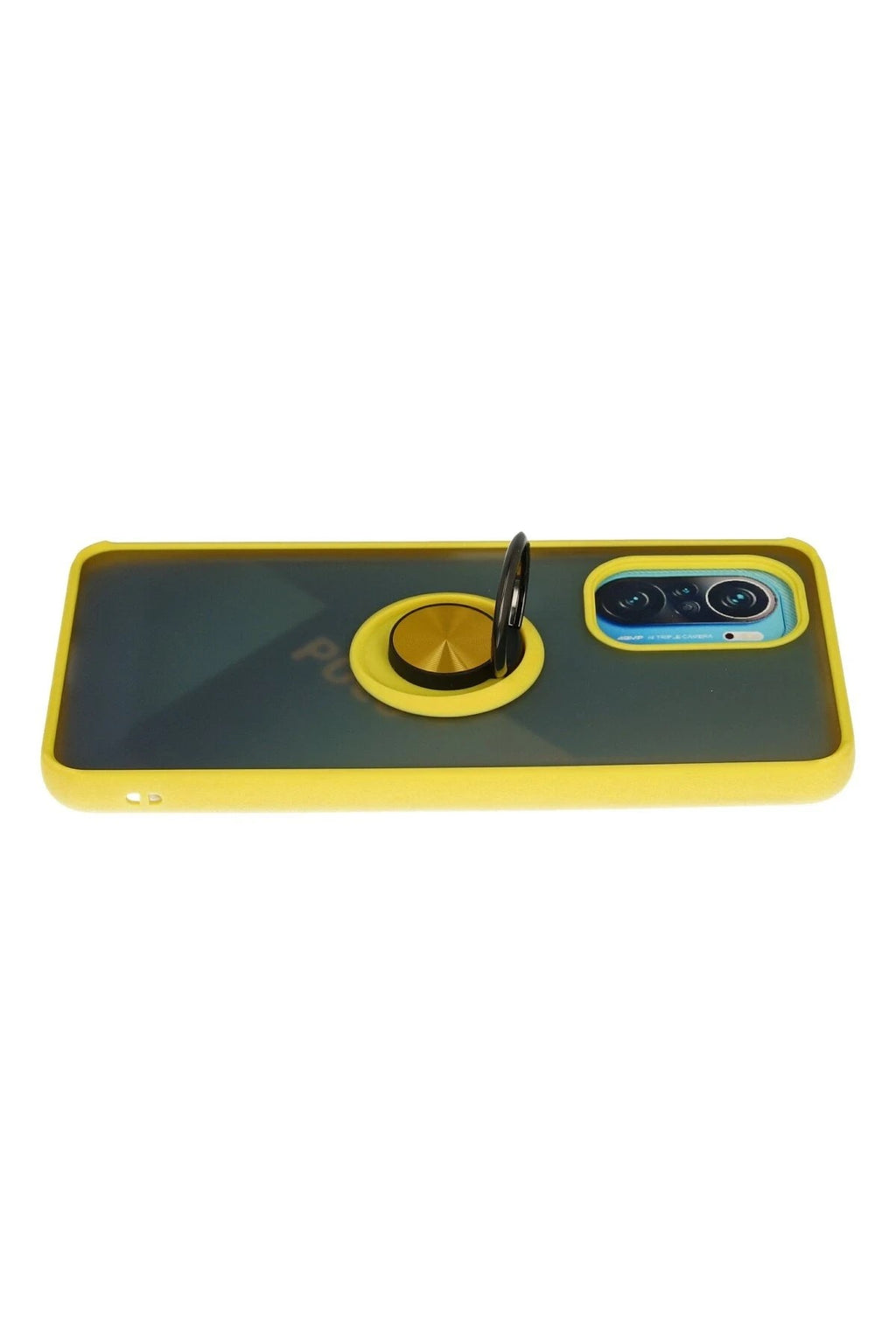 Mey İthalat® Redmi K40 Kılıf Montreal Yüzüklü Silikon Kapak - Sarı