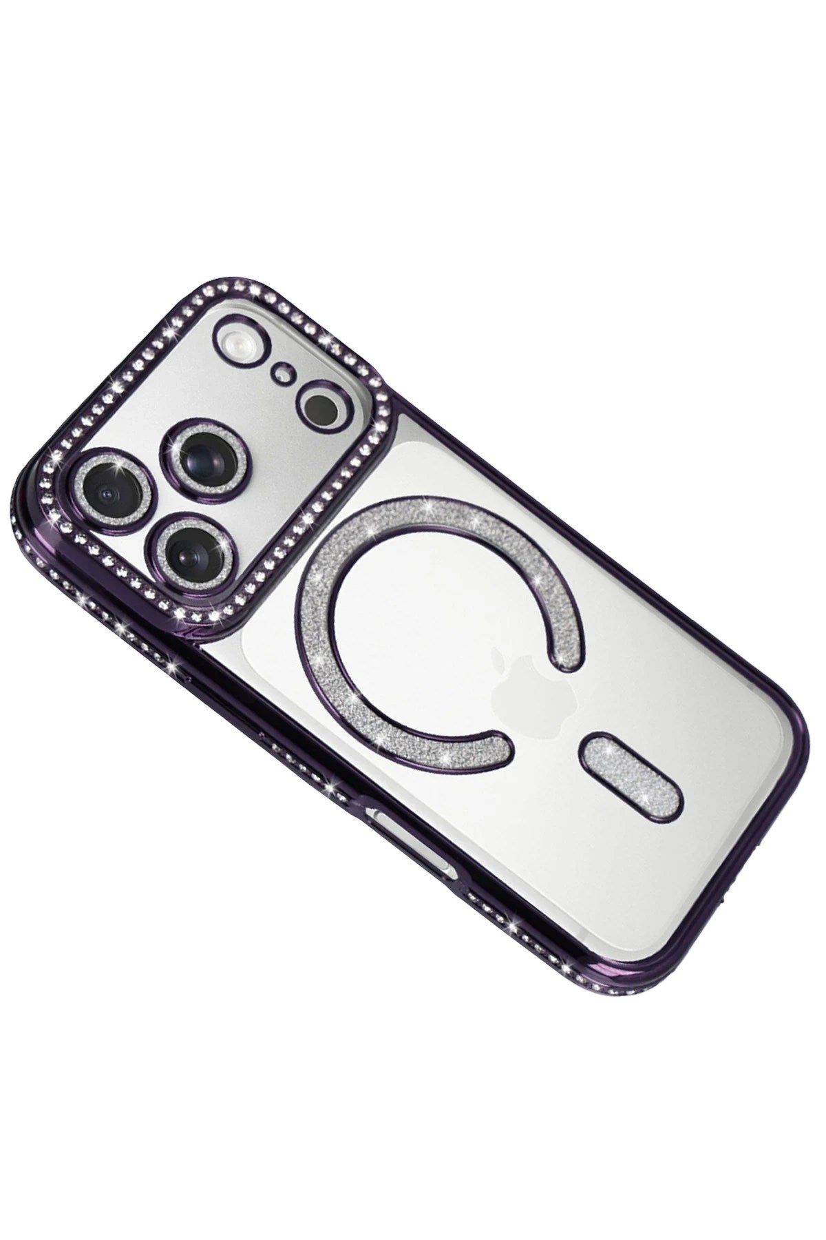 Mey İthalat® iPhone 17 Pro Joke Simli Magneticsafe Kılıf - Derin Mor