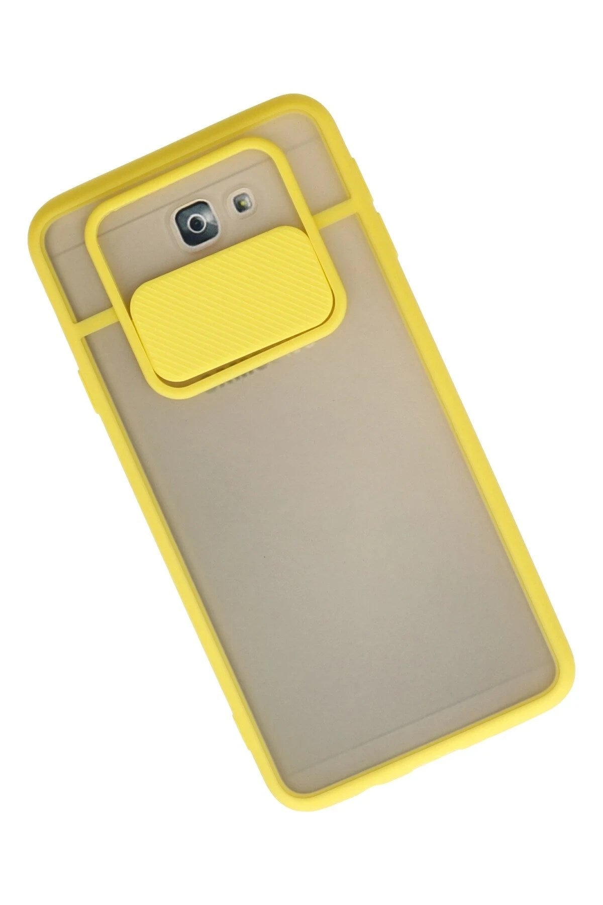 Mey İthalat® Samsung Galaxy J7 Prime Kılıf Palm Buzlu Kamera Sürgülü Silikon - Sarı
