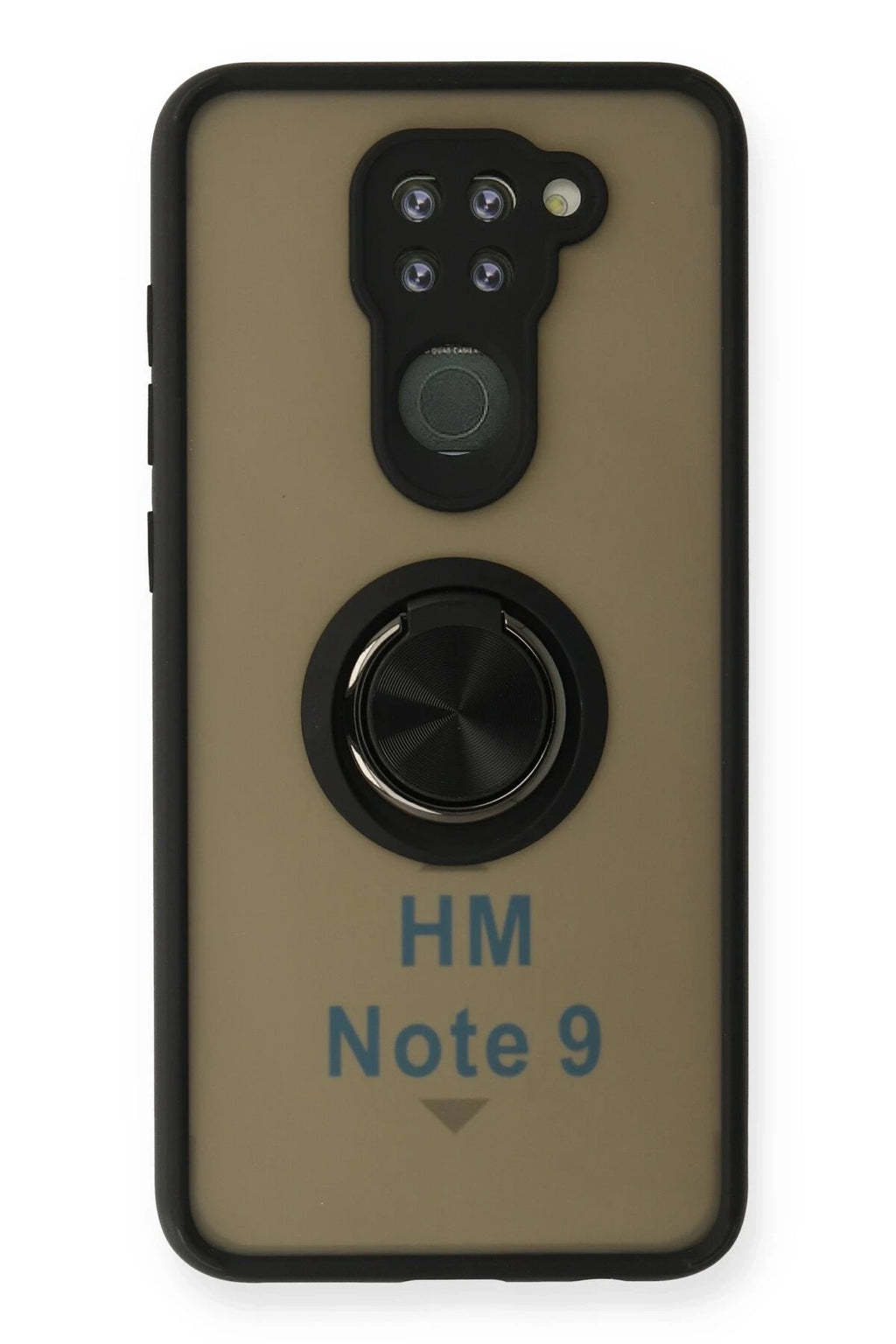 Mey İthalat® Redmi Note 9 Kılıf Montreal Yüzüklü Silikon Kapak - Siyah