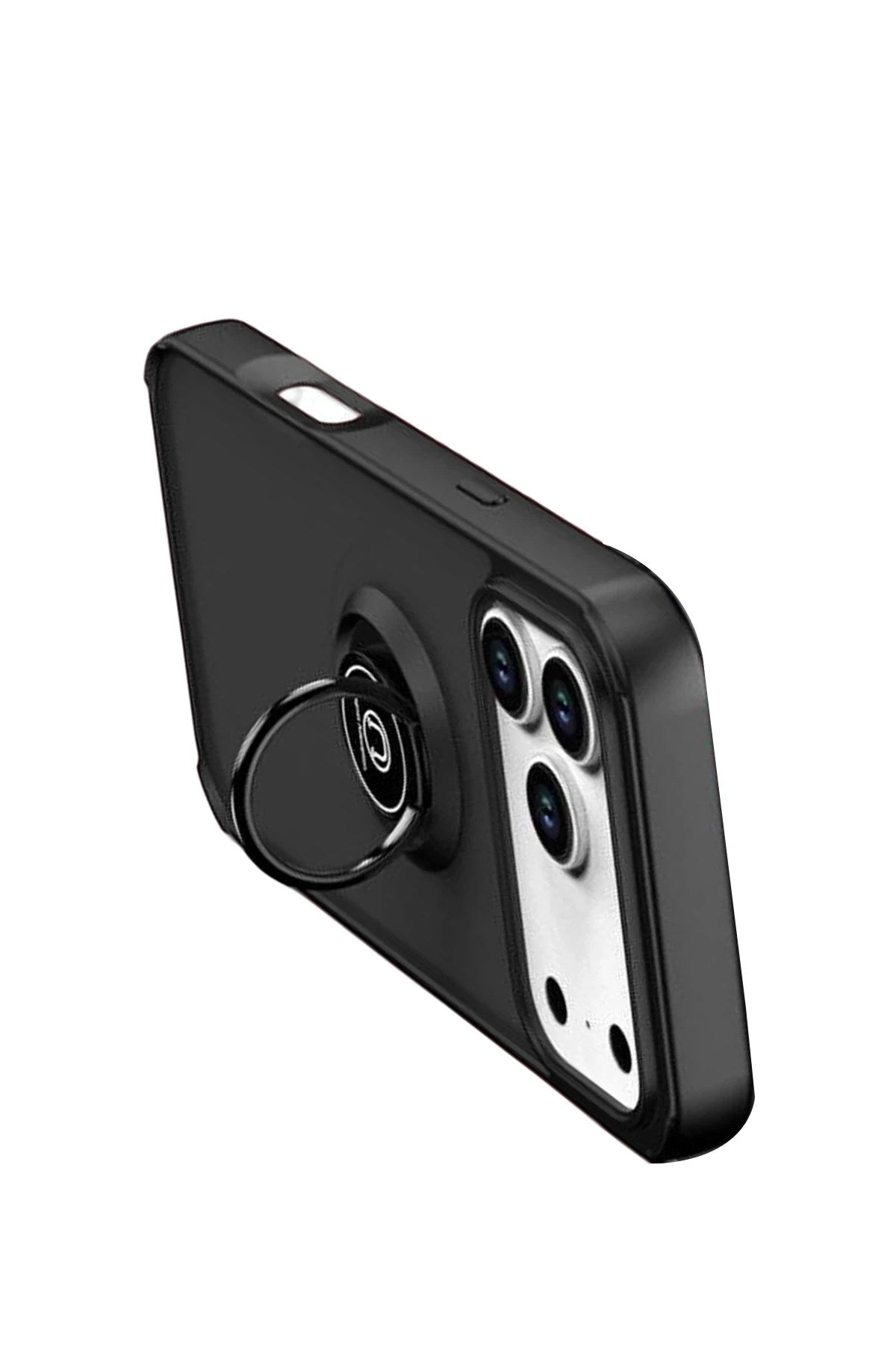 Mey İthalat® iPhone 17 Pro Montreal Yüzüklü Silikon Kapak - Siyah