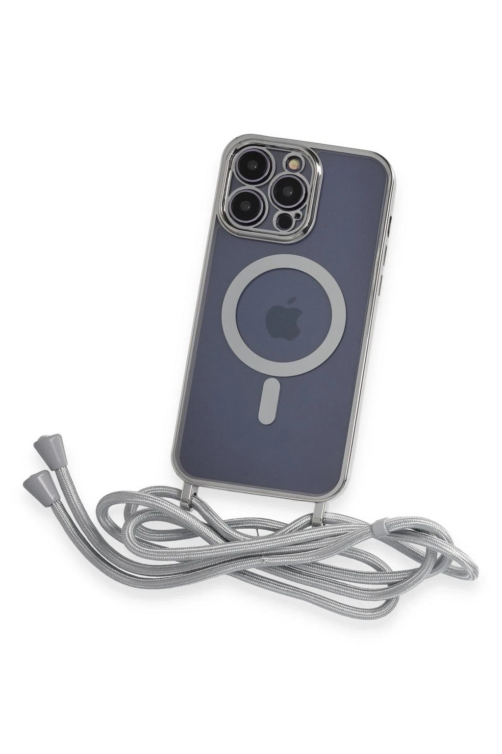 Mey İthalat® iPhone 12 Pro Kılıf Divo Lazer Askılı Magsafe Kapak - Gümüş