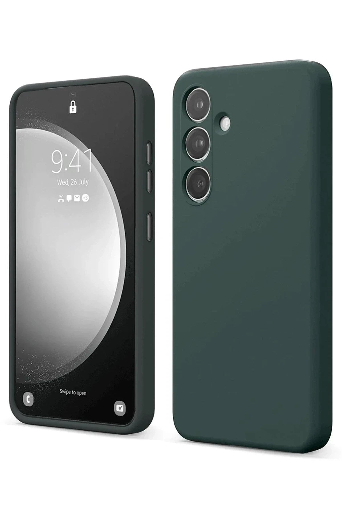 Mey İthalat® Samsung Galaxy S24 FE Kılıf First Silikon - Koyu Yeşil