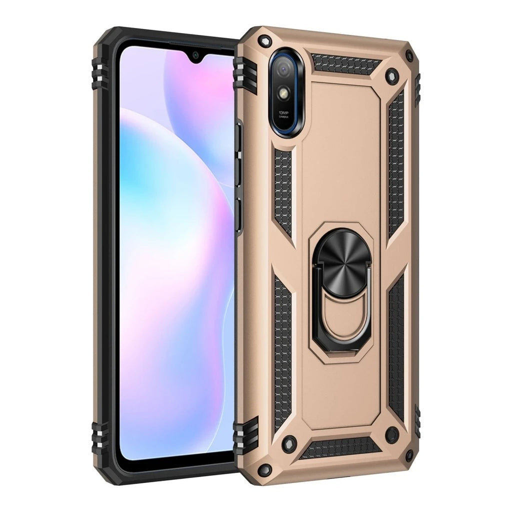Mey İthalat® Redmi 9A Kılıf Sofya Yüzüklü Silikon Kapak - Gold