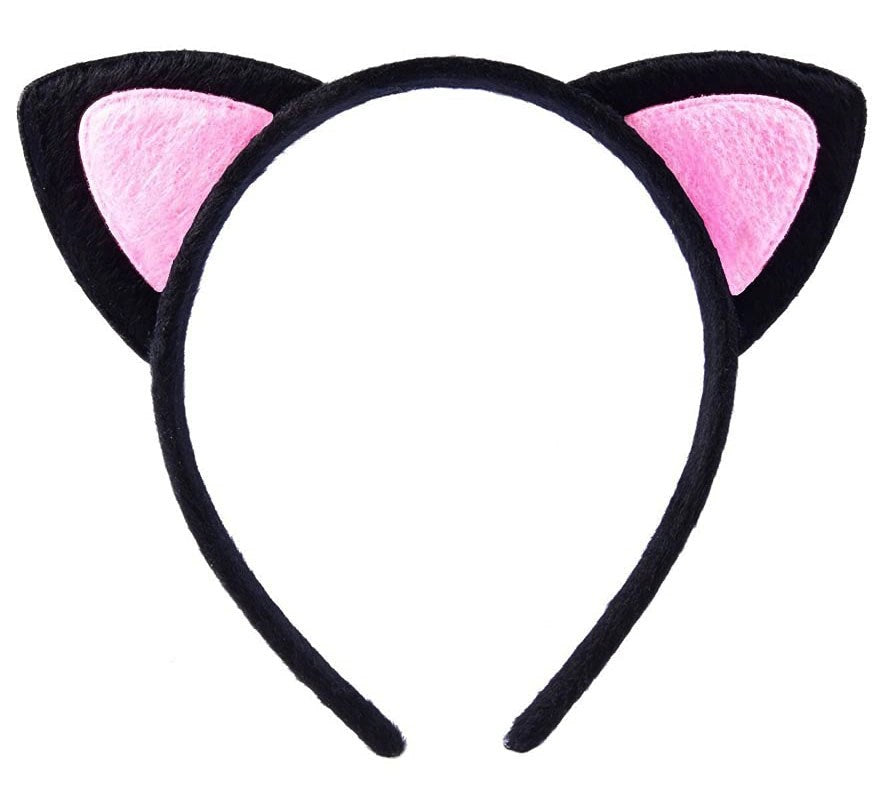 Mey İthalat® Sevimli Kedi Kulak Pofuduk Kedi Taç Siyah İçi Pembe Renk 17x15 cm