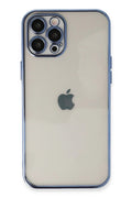 Mey İthalat® iPhone 12 Pro Max Kılıf Lensli Silikon - Açık Mavi