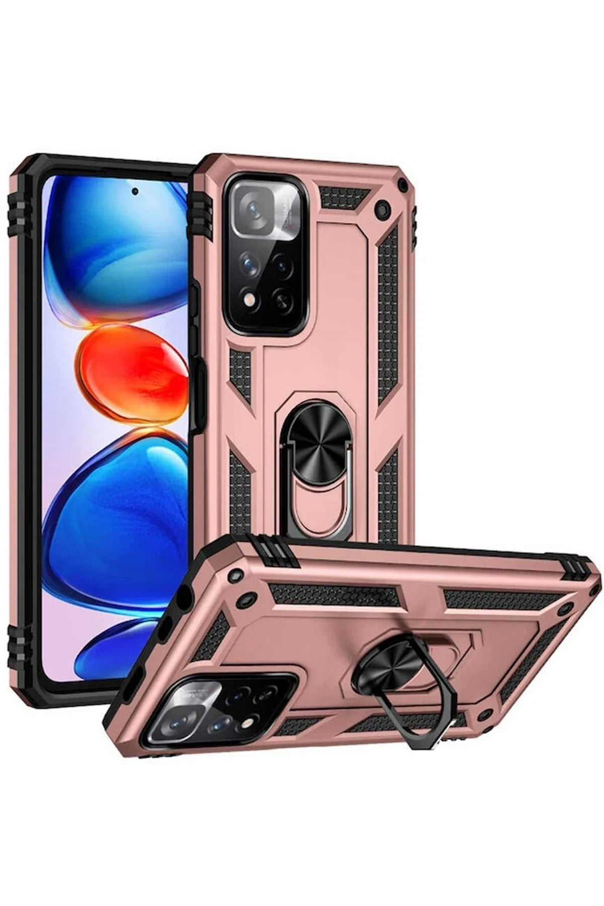 Mey İthalat® Redmi Note 11 Pro Plus 5G Kılıf Sofya Yüzüklü Silikon Kapak - Rose