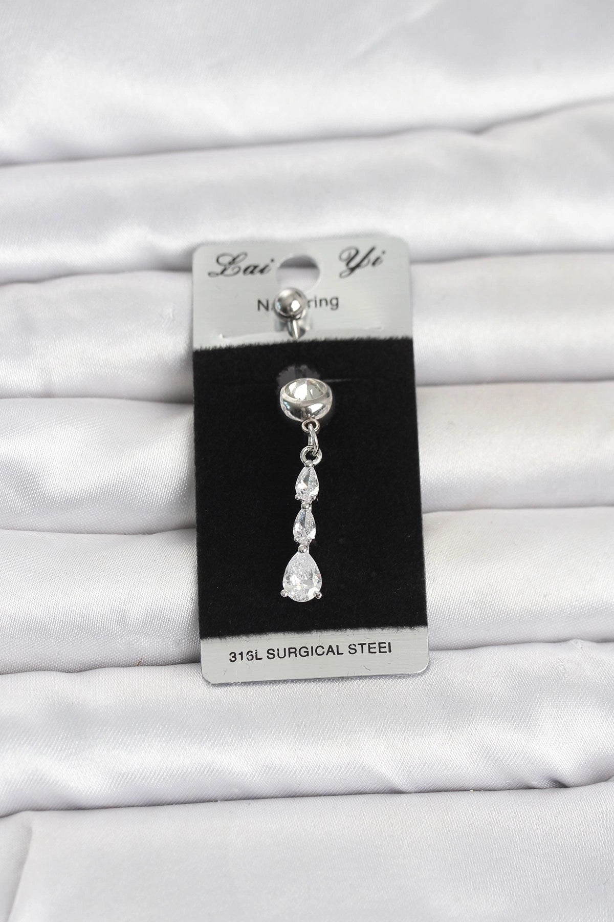 Mey İthalat® 316L Cerrahi Çelik Sallantılı Damla Model Göbek Piercing