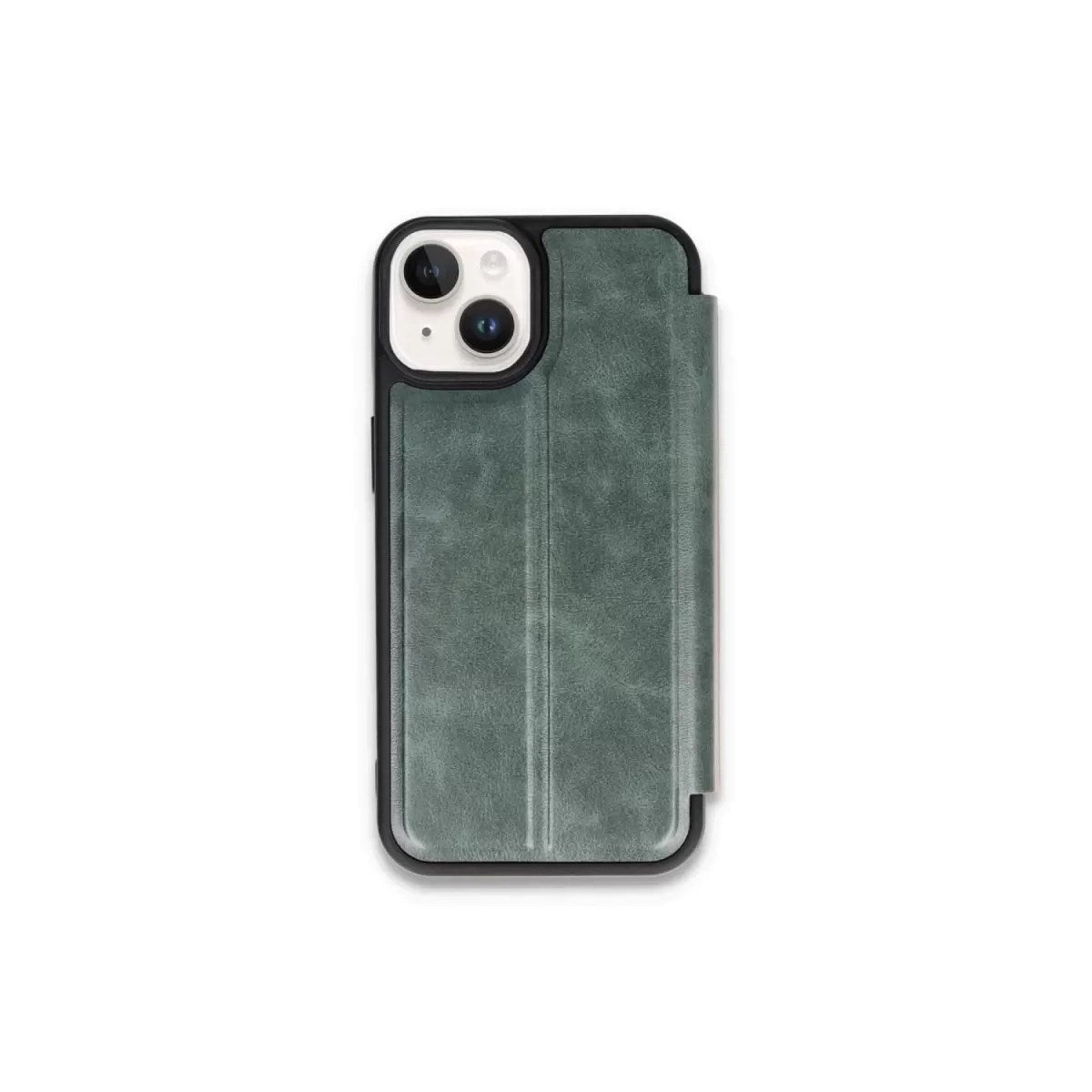 Mey İthalat® iPhone 15 Kılıf Flip Cover - Koyu Yeşil