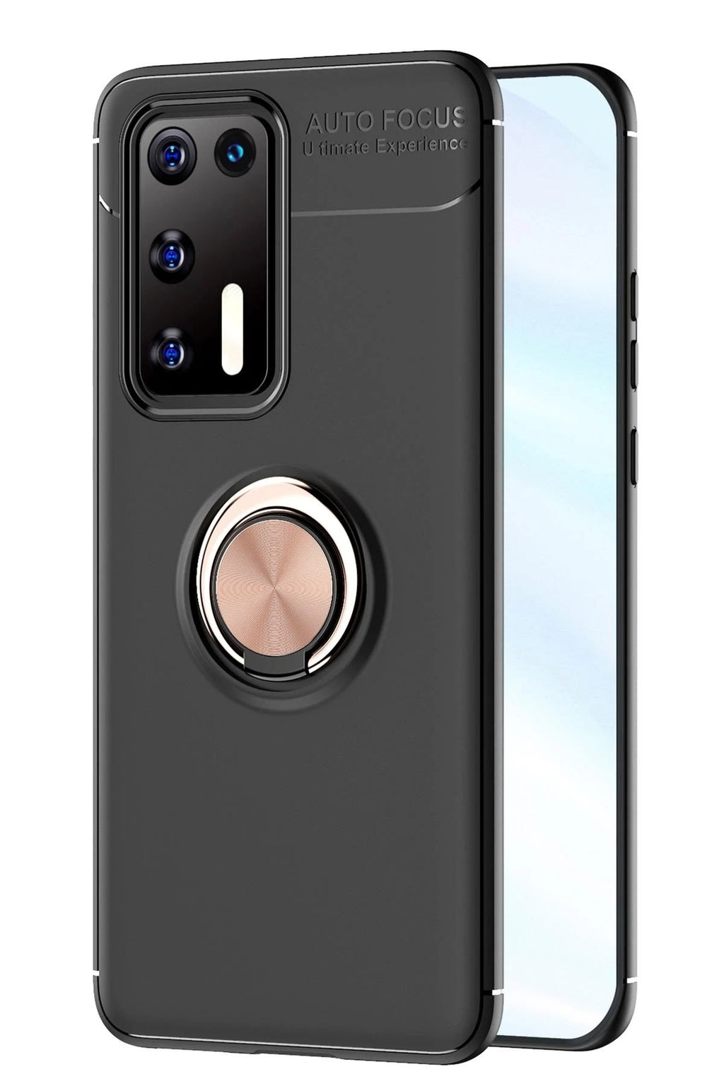 Mey İthalat® Huawei P40 Kılıf Range Yüzüklü Silikon - Siyah-Gold