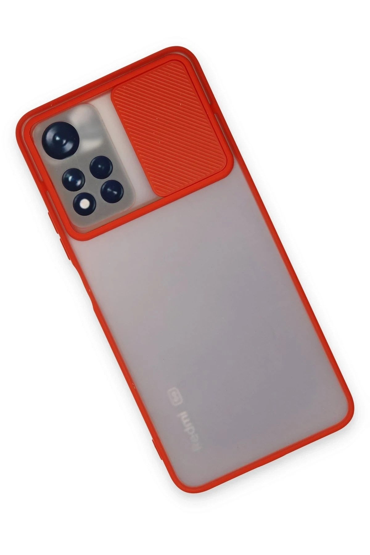 Mey İthalat® Redmi Note 11T Kılıf Palm Buzlu Kamera Sürgülü Silikon - Kırmızı