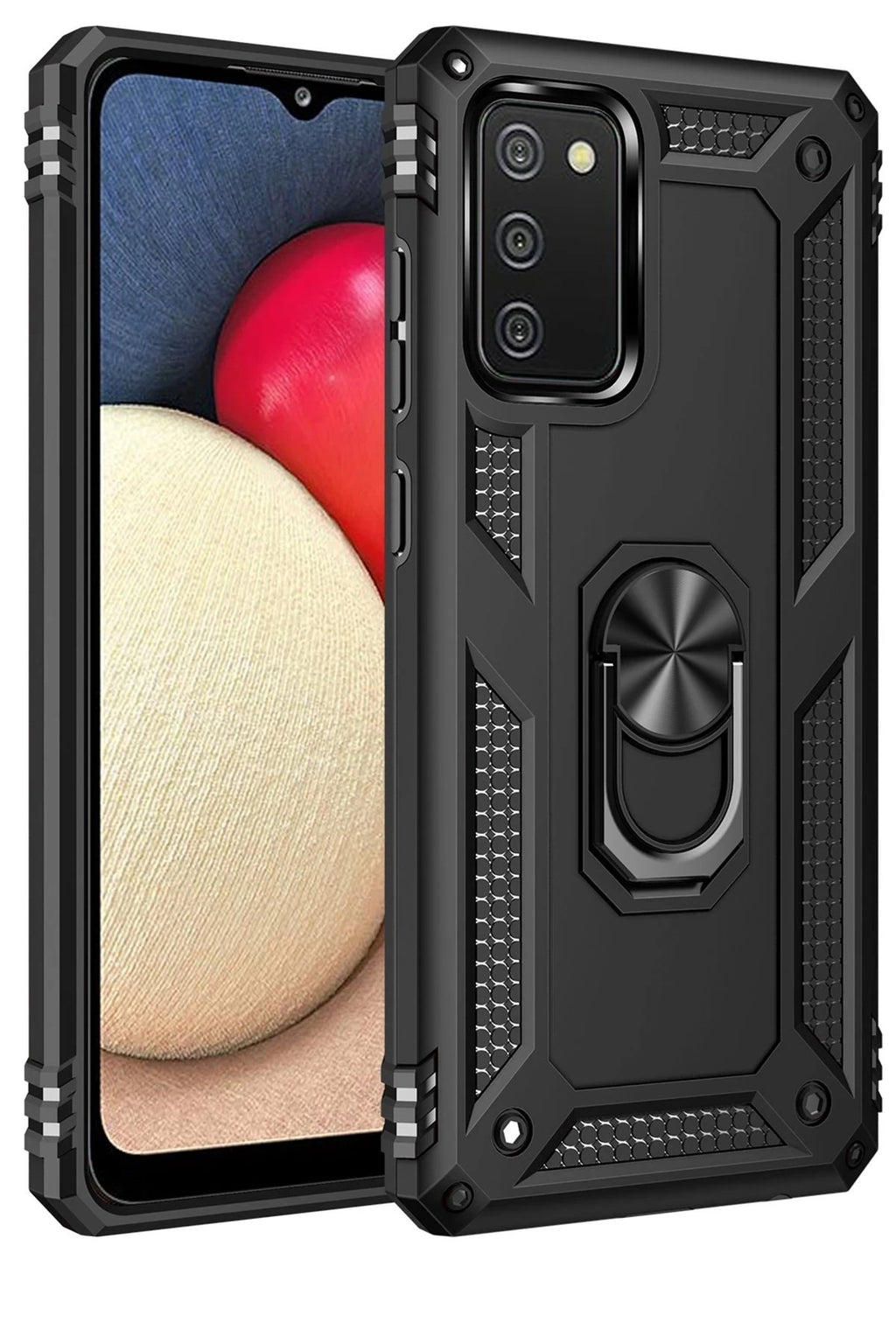 Mey İthalat® Samsung Galaxy A03S Kılıf Sofya Yüzüklü Silikon Kapak - Siyah