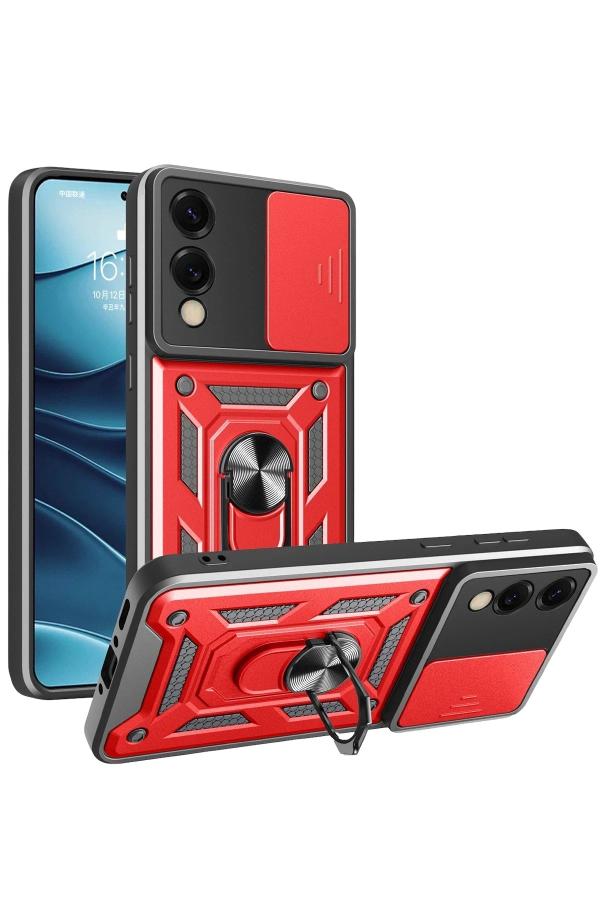 Mey İthalat® Samsung Galaxy S25 Edge Pars Lens Yüzüklü Silikon - Kırmızı