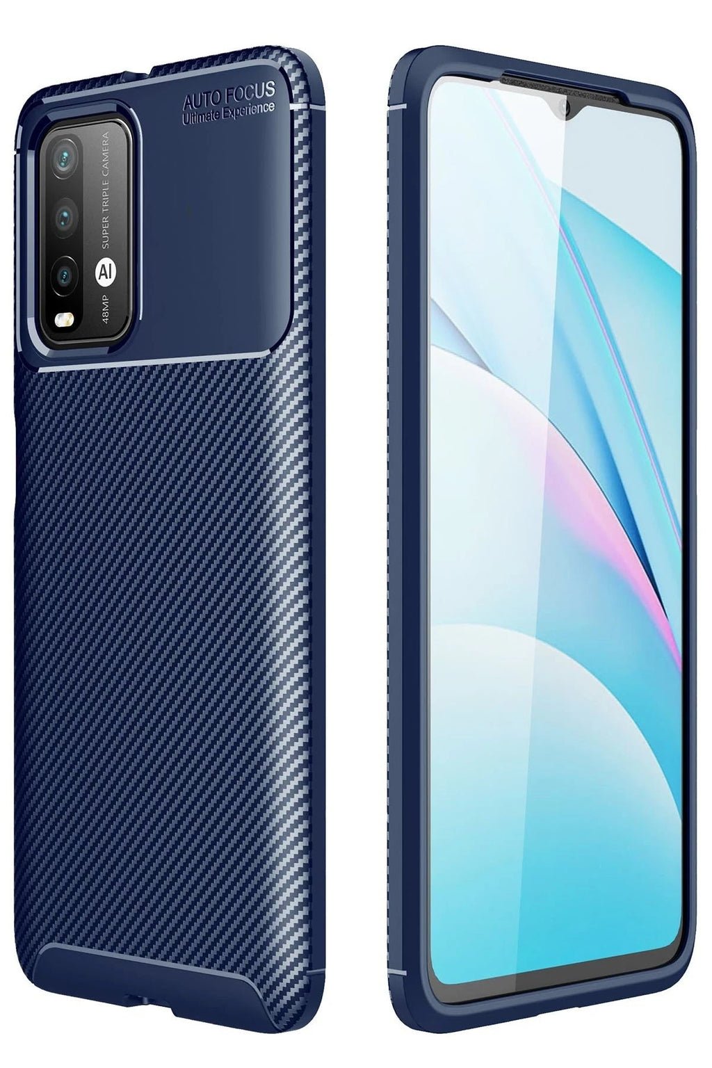 Mey İthalat® Redmi 9T Kılıf Auto Focus Karbon Kapak - Lacivert