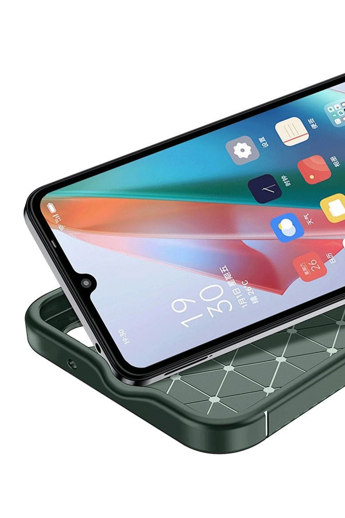 Mey İthalat® İnfinix Hot 50 4G Kılıf Auto Focus Karbon Kapak - Koyu Yeşil