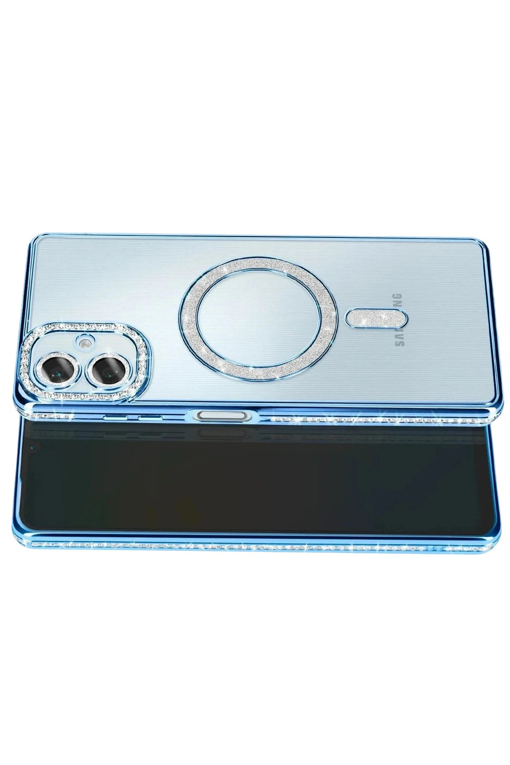 Mey İthalat® Samsung Galaxy A07 4G Joke Simli Magneticsafe Kılıf - Mavi