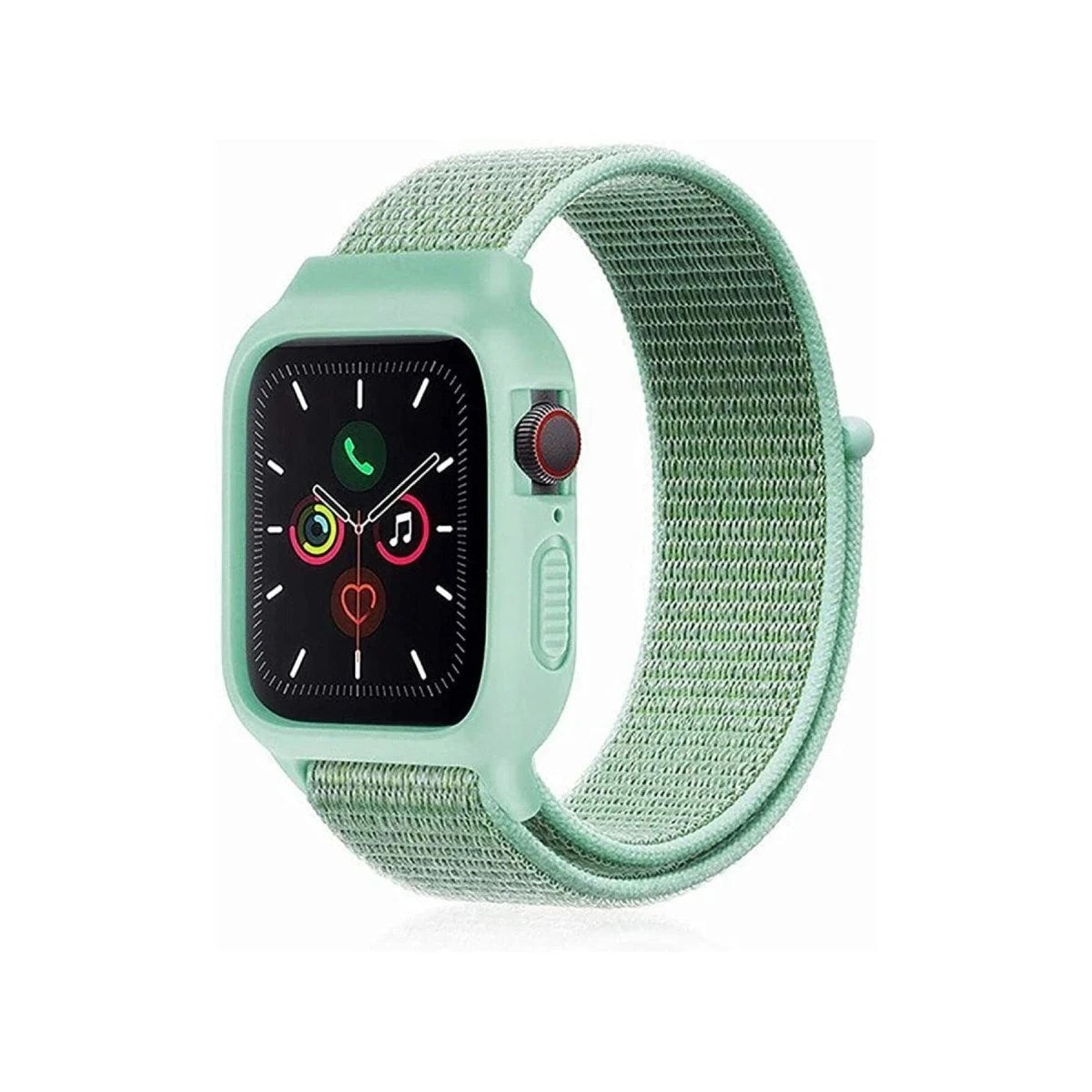 Mey İthalat® Watch 38mm Hasırlı Cırtcırtlı Kasalı Kordon - Turkuaz