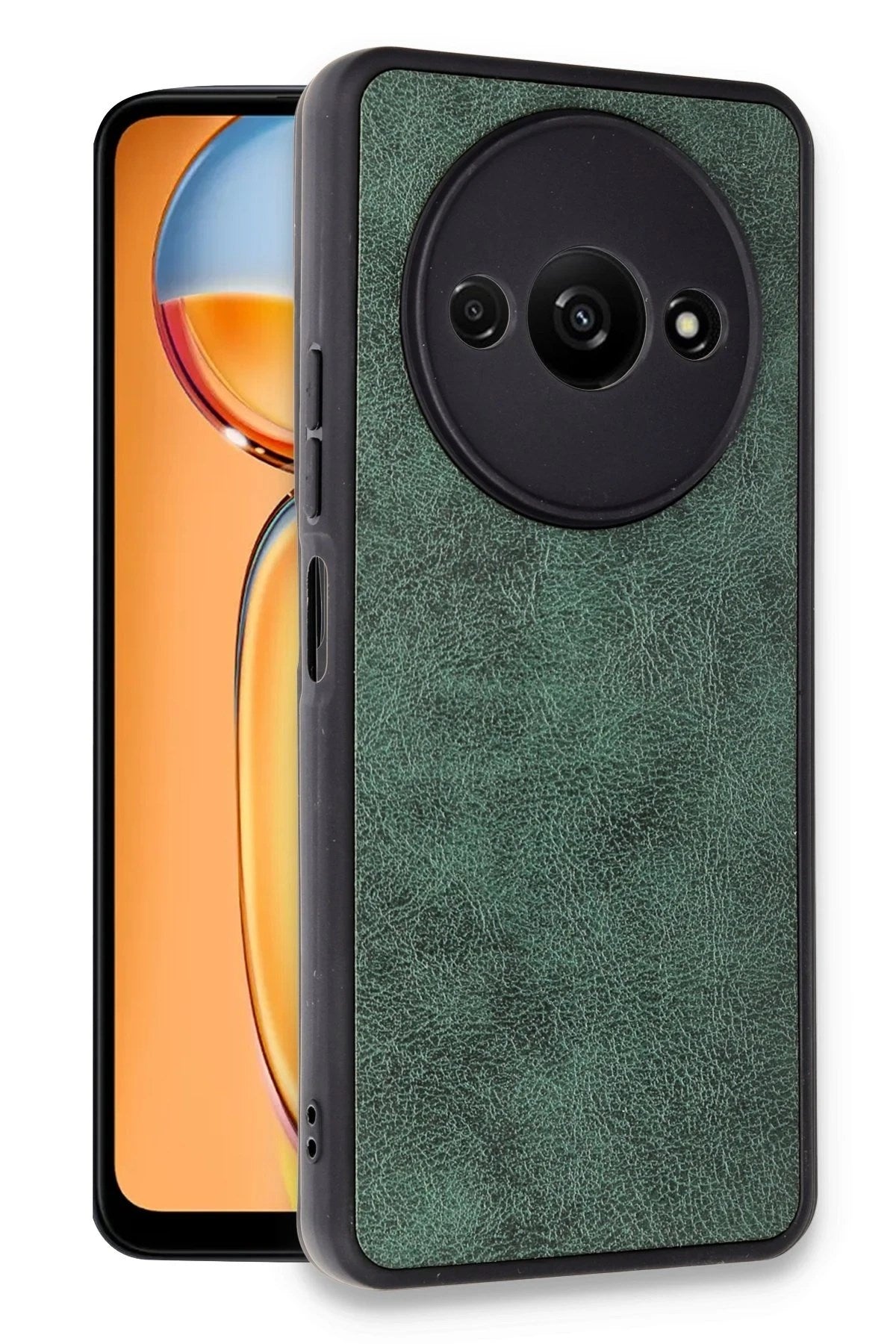 Mey İthalat® Redmi A3 4G Kılıf Aras Deri Kapak - Koyu Yeşil