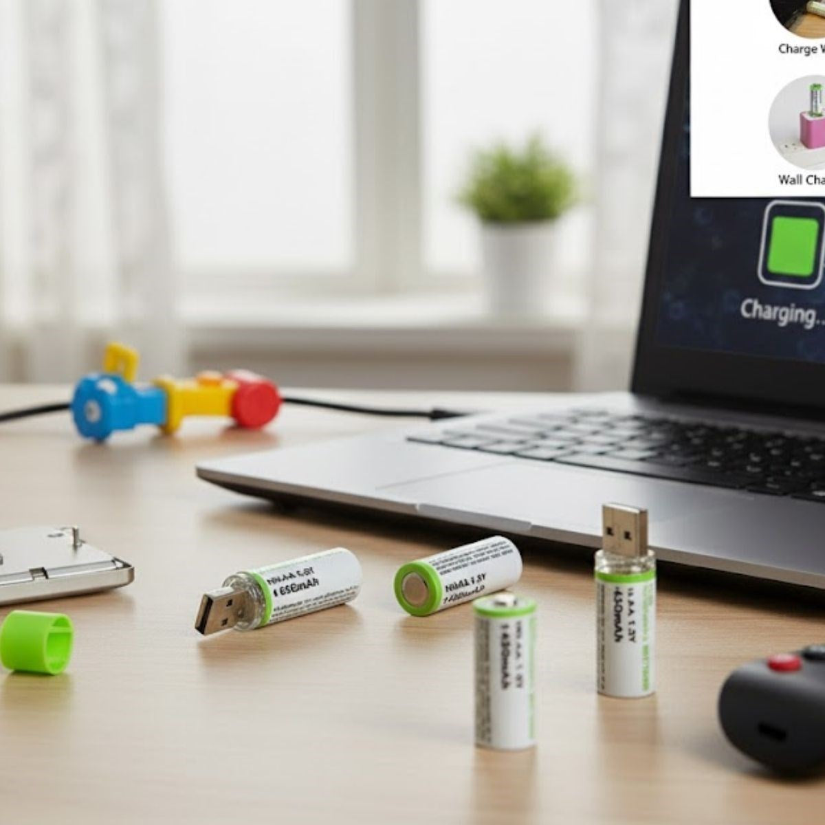 USB Şarjlı 1450mAh AA 1.2V Lityum Kalem Pil – 4'lü Set, Tekrar Şarj Edilebilir Uzun Ömürlü Dönüştürülebilir Batarya