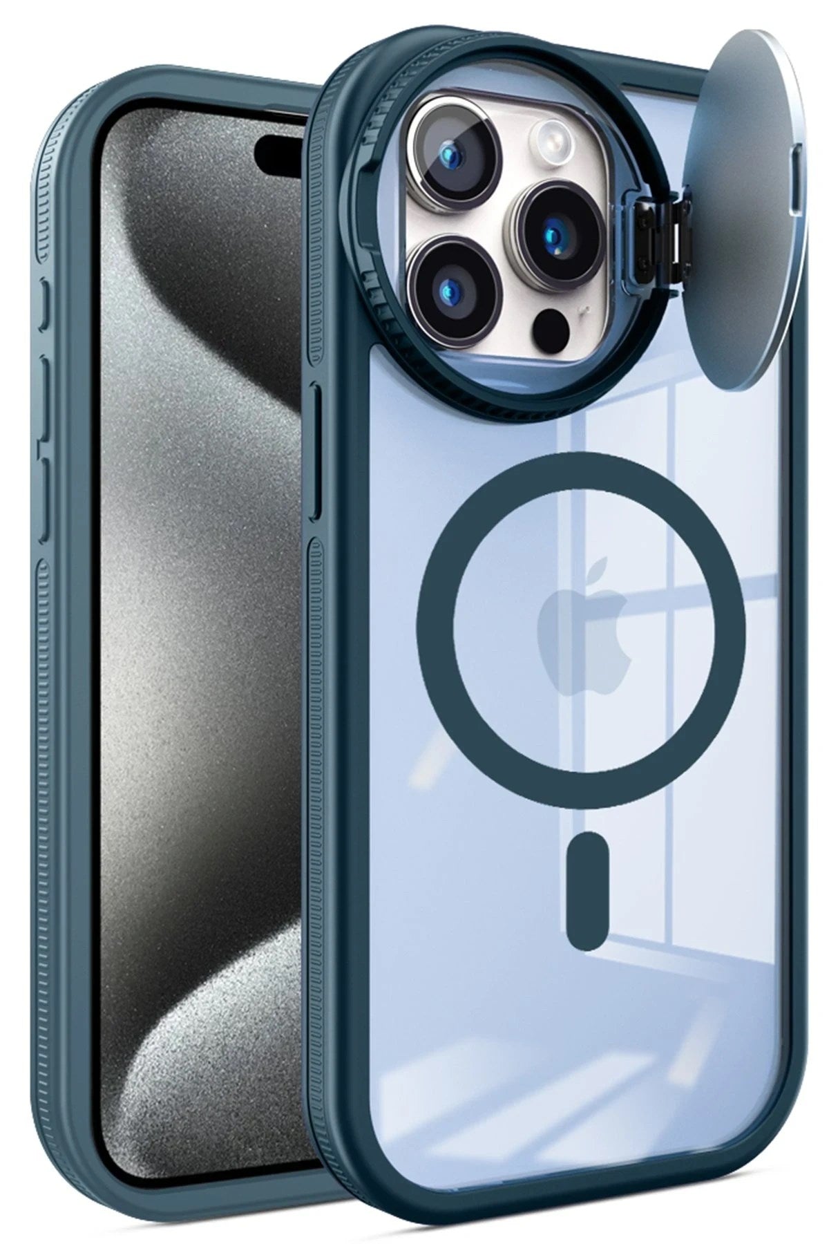 Mey İthalat® iPhone 14 Pro Max Kılıf Teleskop Lens Magsafe Silikon Kapak - Lacivert