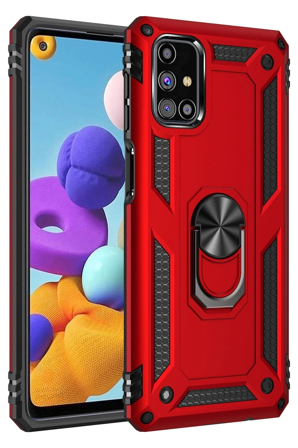 Mey İthalat® Samsung Galaxy M51 Kılıf Sofya Yüzüklü Silikon Kapak - Kırmızı