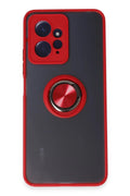 Mey İthalat® Redmi Note 12 4G Kılıf Montreal Yüzüklü Silikon Kapak - Kırmızı